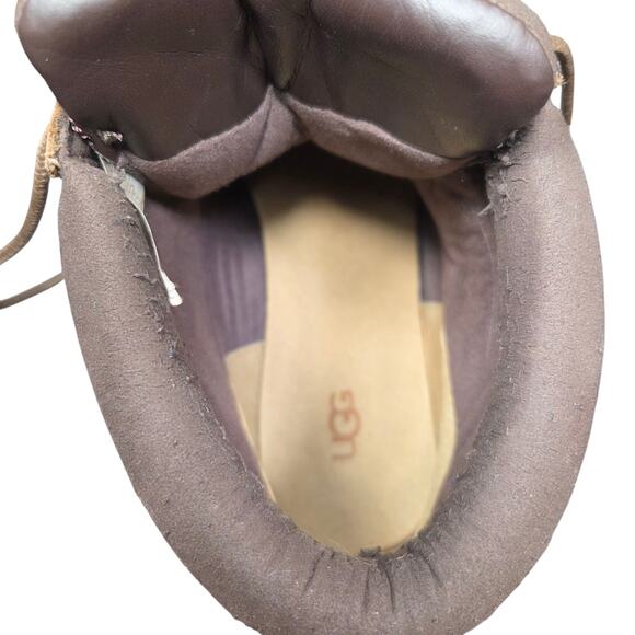 Men's UGG Biltmore Leather Waterproof Brown Size 11 Moc Toe Lace‎ Up Soft Comfy - Picture 14 of 16